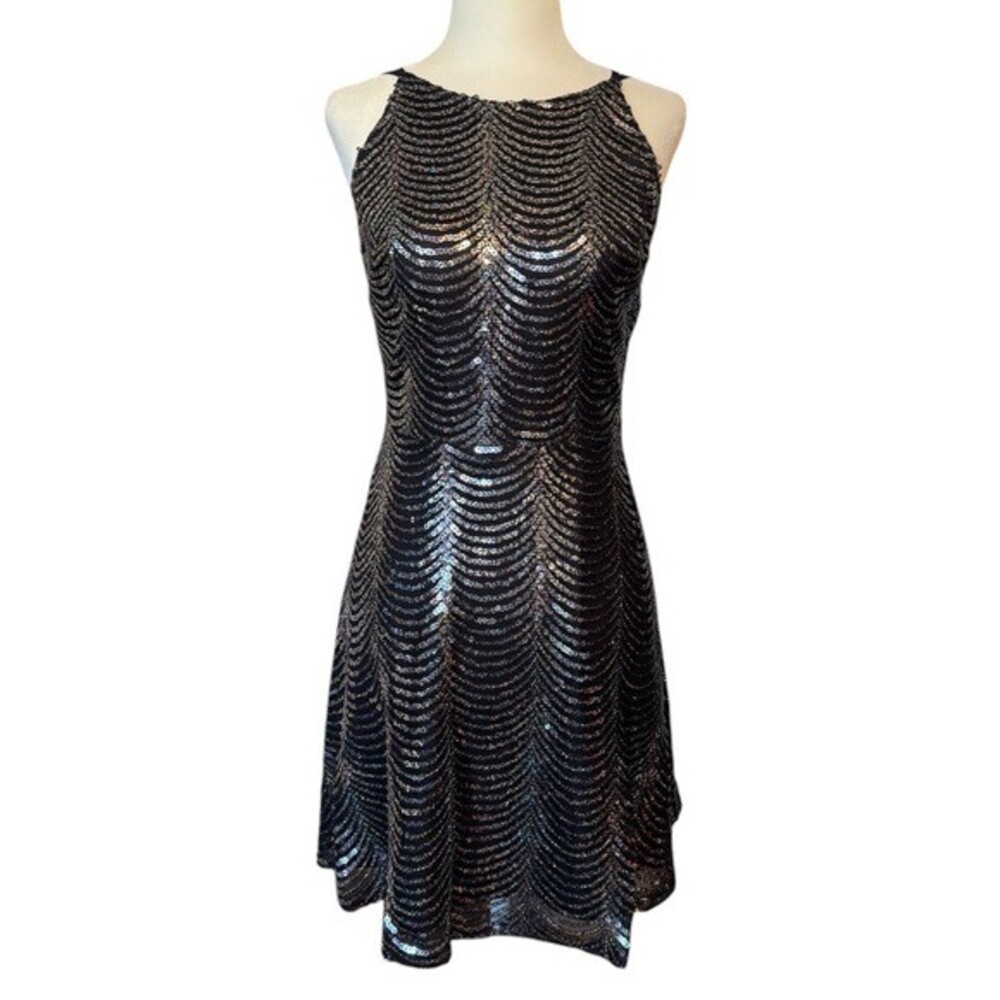 Signature8 Halter Multicolor Sequin Mini Party Dress